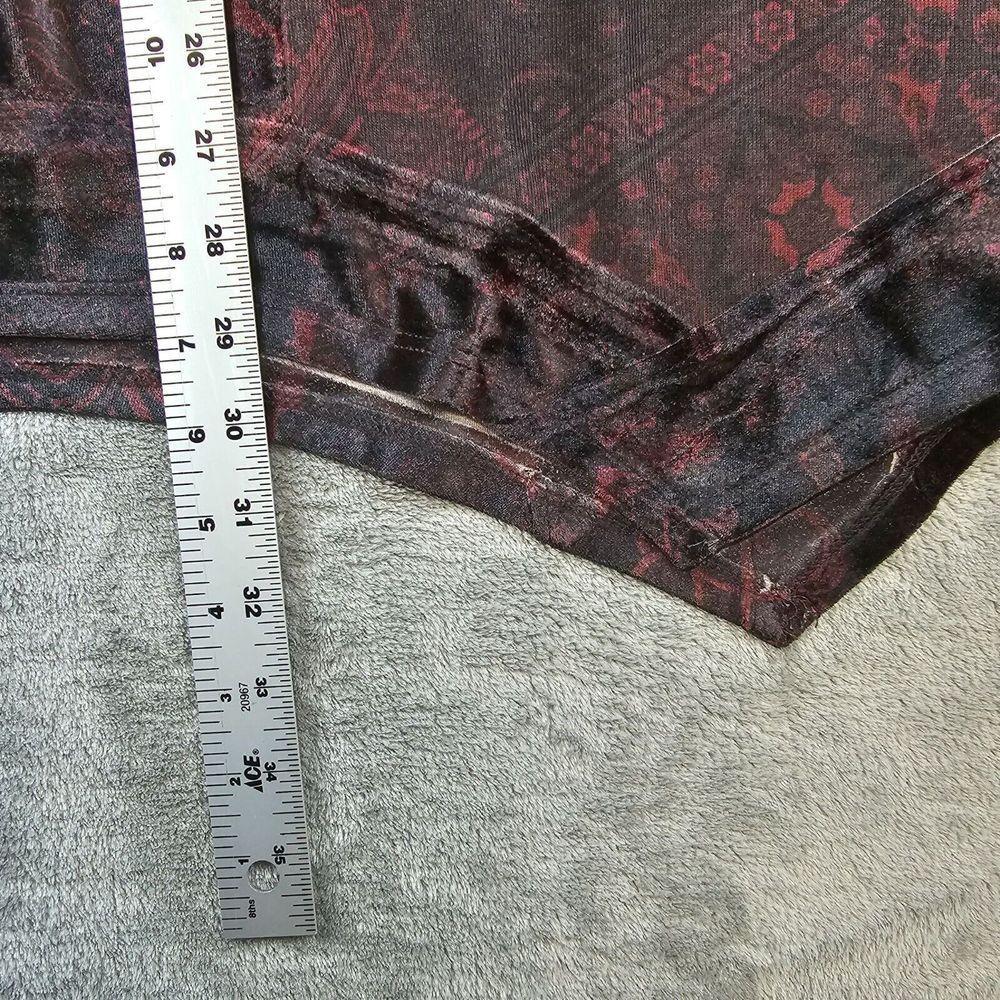One World Boho Paisley Print‎ Tunic Top Women's 1X Crochet Lace Detail Red Black - Picture 7 of 10